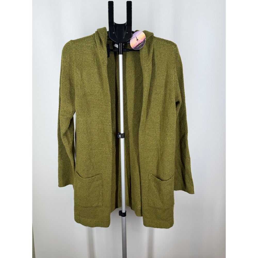 Love By Design Womens Olive Green Hooded Open Front Cardigan Sweater Large NWT